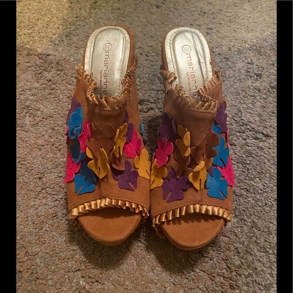 Colorful Floral Embellished Women's Mules